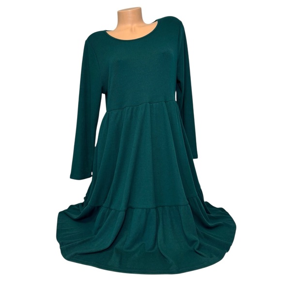 torrid Dresses & Skirts - Torrid Women's Size 1 Knee‎ Dress Green Jersey Waffle Tiered Skater W/Pockets